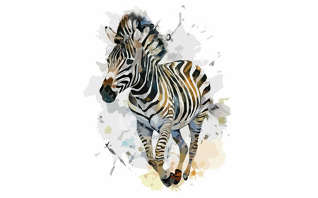 Watercolor illustration of a zebra. Isolated on white background.のイラスト素材