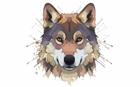 Wolf head vector illustration. Canis lupus, wild wolfのイラスト素材