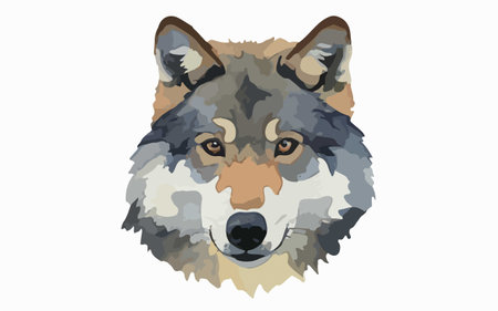 Wolf head isolated on white background. Watercolor illustration. Vector.のイラスト素材
