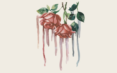 Watercolor painting of red roses on white background. Hand drawn illustration.のイラスト素材