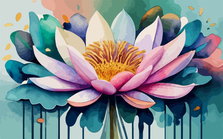 Beautiful water lily on watercolor background. Vector illustration.のイラスト素材
