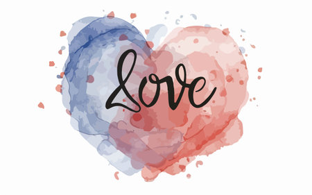 Hand drawn vector abstract love illustration with watercolor stains isolated on white backgroundのイラスト素材