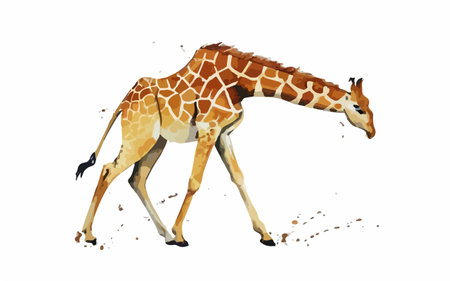Giraffe isolated on white background. Watercolor hand drawn illustrationのイラスト素材