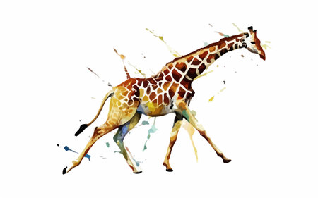 Watercolor giraffe isolated on white background. Hand drawn illustration.のイラスト素材