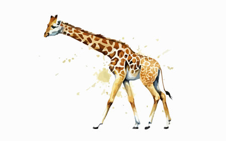 Giraffe isolated on white background. Watercolor hand drawn illustrationのイラスト素材