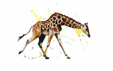 Giraffe isolated on white background. Watercolor hand drawn illustrationのイラスト素材