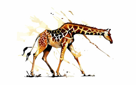 Giraffe isolated on white background. Watercolor hand drawn illustrationのイラスト素材