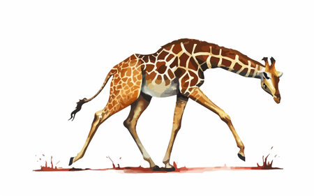 Giraffe isolated on white background. Watercolor hand drawn illustrationのイラスト素材