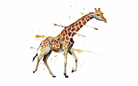 Giraffe isolated on white background. Watercolor hand drawn illustrationのイラスト素材