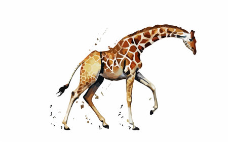 Giraffe isolated on white background. Watercolor hand drawn illustrationのイラスト素材