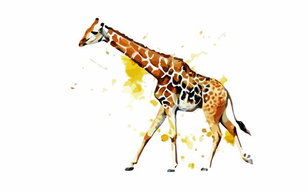 Giraffe watercolor vector illustration. Hand drawn giraffe isolated on white backgroundのイラスト素材