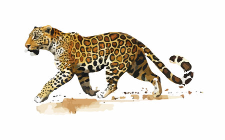 Leopard. Watercolor hand drawn illustration isolated on white background.のイラスト素材