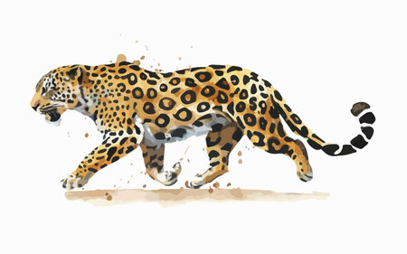 Watercolor leopard on a white background. Hand-drawn illustrationのイラスト素材