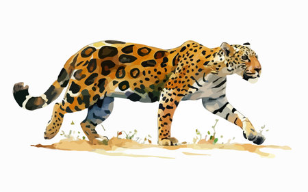 Illustration of a jaguar, Panthera on white backgroundのイラスト素材