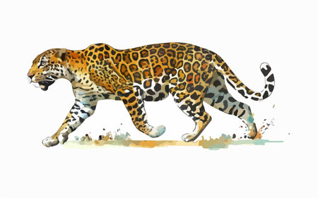 Jaguar. Watercolor hand drawn illustration isolated on white backgroundのイラスト素材