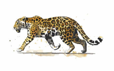Jaguar. Hand drawn watercolor illustration on white background.のイラスト素材