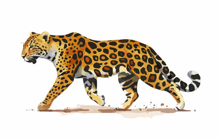 Jaguar isolated on white background. Watercolor hand drawn illustrationのイラスト素材