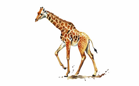 Giraffe isolated on white background. Watercolor hand drawn illustrationのイラスト素材