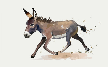 Donkey vector illustration. Hand drawn donkey in watercolor style.のイラスト素材