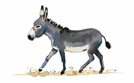 Illustration of a donkey in cartoon style isolated on white background.のイラスト素材