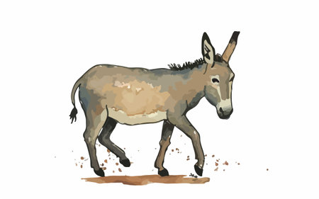 Illustration of a donkey on a white background. Vector illustration.のイラスト素材