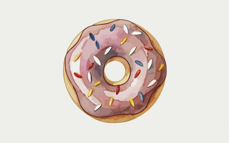 Illustration of a donut with sprinkles on a white backgroundのイラスト素材