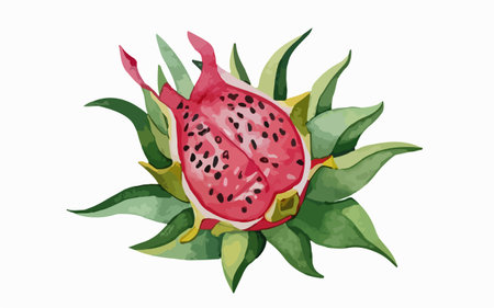 Dragon fruit isolated on white background. Watercolor hand drawn illustration.のイラスト素材