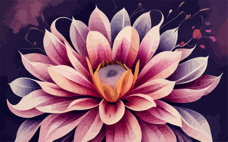 Beautiful floral background with a lotus flower. Vector illustration.のイラスト素材
