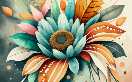 Beautiful floral background with colorful flowers and leaves. Vector illustration.のイラスト素材