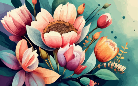 Beautiful floral background with flowers. Vector illustration for your design.のイラスト素材