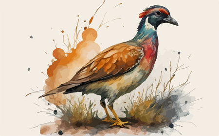 Pheasant in watercolor style. Hand-drawn illustration.のイラスト素材