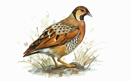 Pheasant bird isolated on white background. Watercolor illustration.のイラスト素材