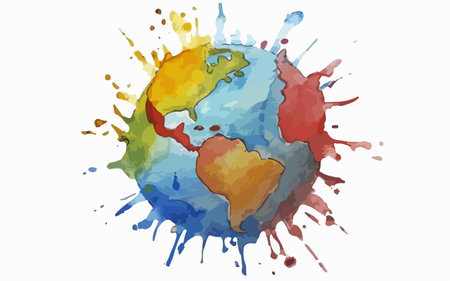 Colorful watercolor splashes on white background. Vector illustration.のイラスト素材