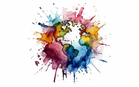 Colorful watercolor paint splashes on white background. Vector illustration.のイラスト素材