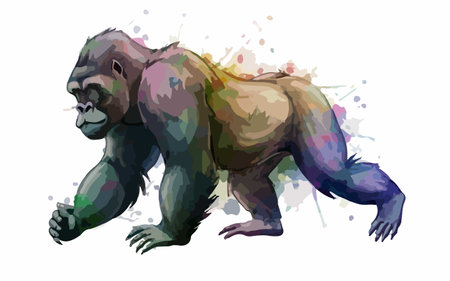 Gorilla. Watercolor illustration of a gorilla. Vector illustrationのイラスト素材