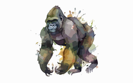 Gorilla. Vector watercolor illustration. Isolated on white background.のイラスト素材