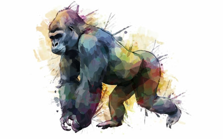 Gorilla watercolor painting on white background. Vector illustration.のイラスト素材