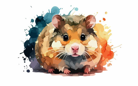 Cute hamster with watercolor splashes. Vector illustration.のイラスト素材