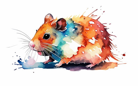 Hamster. Watercolor illustration on a white background. Isolated.のイラスト素材