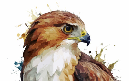 Illustration of a hawk on a white background. Watercolor paintingのイラスト素材