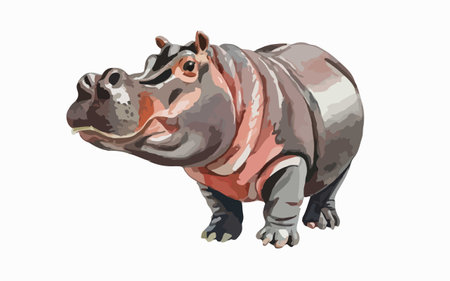 Hippopotamus. Vector illustration of a cartoon hippo.のイラスト素材