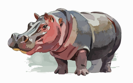 Hippopotamus. Vector illustration of a hippopotamus.のイラスト素材
