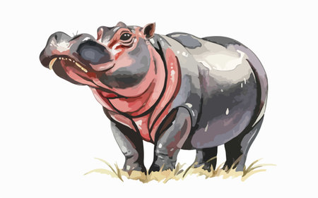 Hippopotamus. Vector illustration of a hippopotamus.のイラスト素材