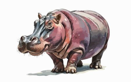 Hippopotamus. Watercolor illustration of a hippo.のイラスト素材