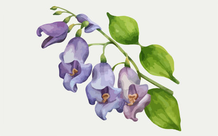 Illustration of a bouquet of purple flowers on a white backgroundのイラスト素材