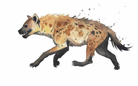 Illustration of a hyena running, isolated on white background.のイラスト素材