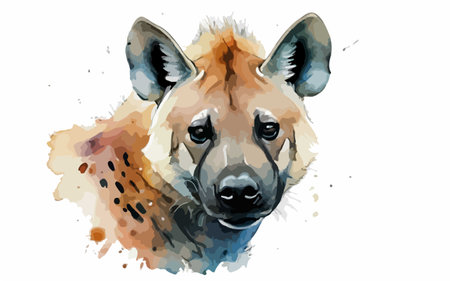 Watercolor portrait of hyena. Hand drawn watercolor illustration.のイラスト素材