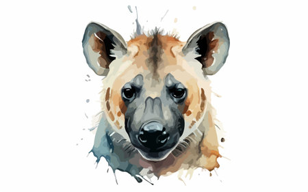 Watercolor portrait of hyena in watercolor style. Vector illustration.のイラスト素材