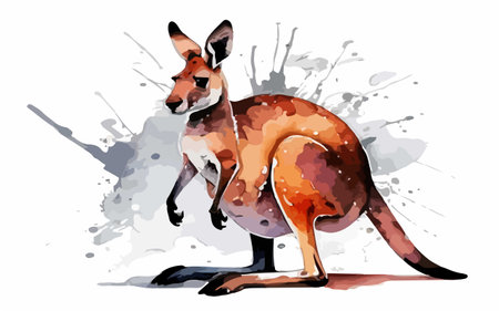 Kangaroo in watercolor style. Hand drawn vector illustration.のイラスト素材