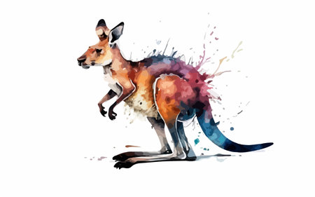 Kangaroo. Watercolor hand drawn illustration isolated on white backgroundのイラスト素材